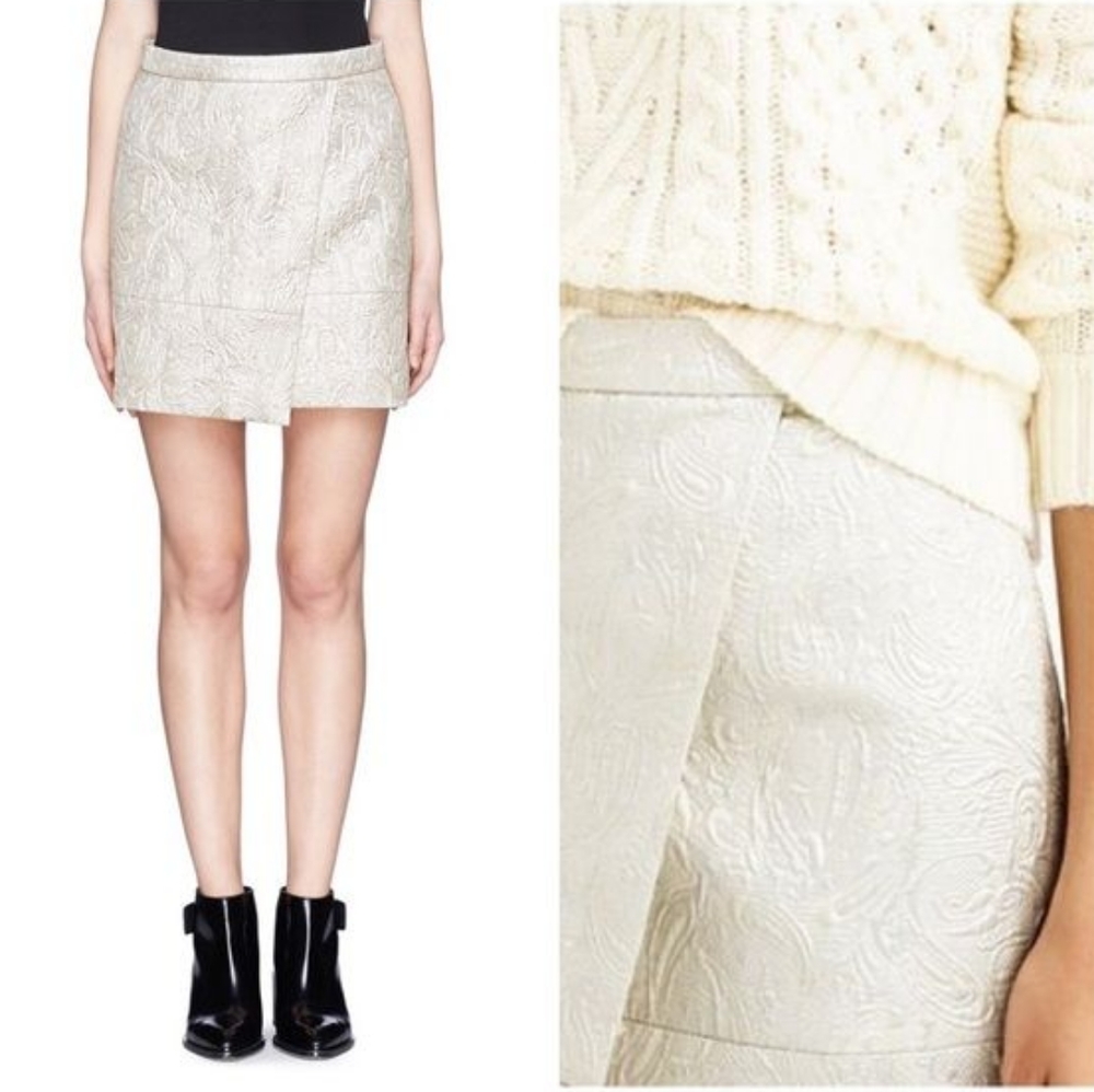 J. Crew Origami Wrap Mini Skirt Metallic Matelasse